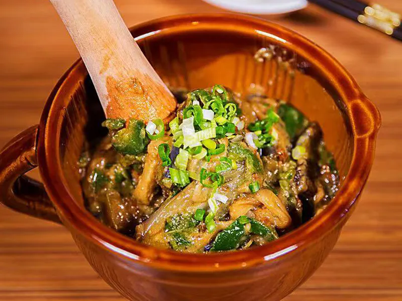 Creamy smashed eggplant with green chili & scallions at Hunan Bistro (Dallas), a Chinese Restaurant in Plano